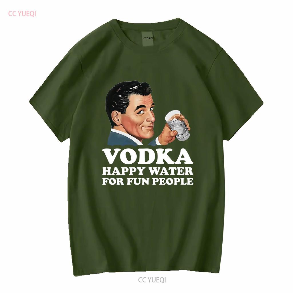Vodka Happy Water For Fun People Retro Alcohol Meme T Shirt Y2K Dark Humor Gen Z Alcoholic long or short sleeves vintage
