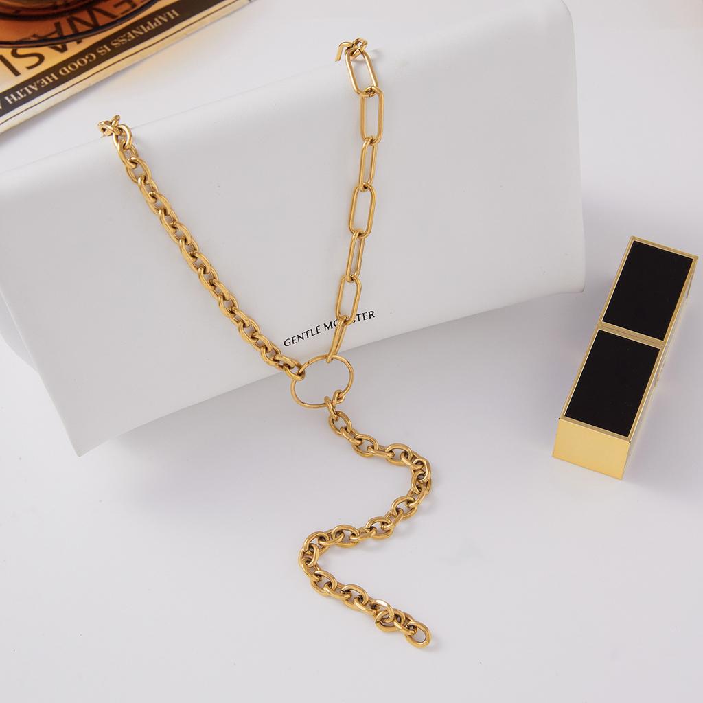 European and American 18K Gold Stainless Steel Necklace Accessories Y-chain Titanium Steel Explosion