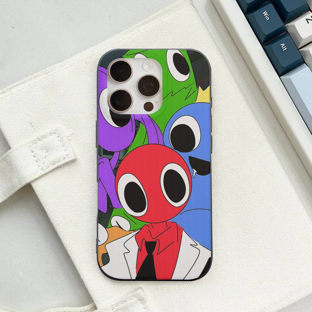 Cartoon R-Rainbow Friends Wave Corrugated Phone Case For IPhone 17 Air 16 15 14 13 11 12 Pro Max Plus Matte Cover