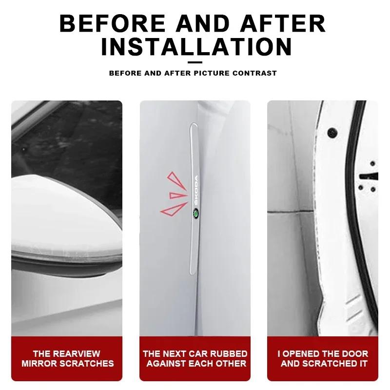 CAPR9 Car Door Handle Bowl Sticker Clear Scratch Protective Anti-collision Strip For Skoda Octavia 2 3 Fabia Superb Rapid Kodiaq Karoq