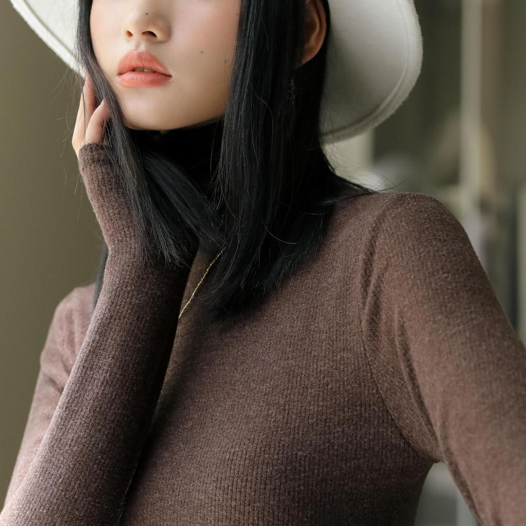 Spring and Autumn Women's Blouse High Neck Bottoming Shirt Women's Inner Slim Fashionable Sweater Knitwear Long-sleeved Tops