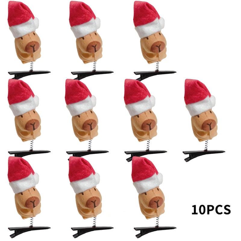 10PCS 3D Capybara Spring Hair Clip Kawaii Animal Hairpin Cartoon Cute Plush Hairpin Duckbill Clips Bangs Clips Hair Accessories