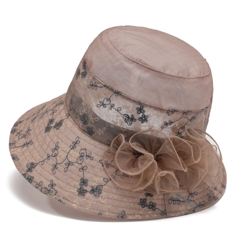 Foldable Organza Summer Ladies Straw Hat Basin Hat Sun Hat Sunshade Flower Sunscreen Fisherman Hat