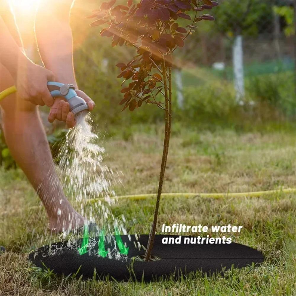 Non-Woven Tree Mulch Ring Weeding Barrier, Protector Mat, Plant Cover, Anti Grass, Gardening Fabric Weed Control, 15cm-52cm