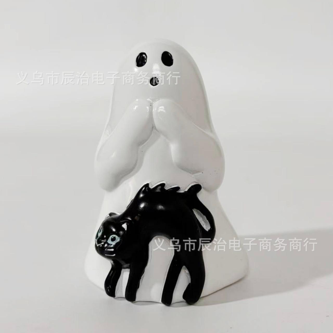 New creative cute ghost ghost horror black cat ghost resin statue decoration