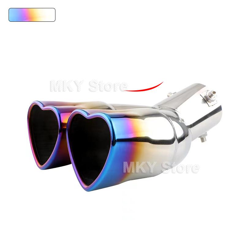 Universal Heart Shaped Car Exhaust Tail Pipe Muffler 2.5 Inch Heart Edge Car Stainless Steel Outlet Muffler Tip Pipe