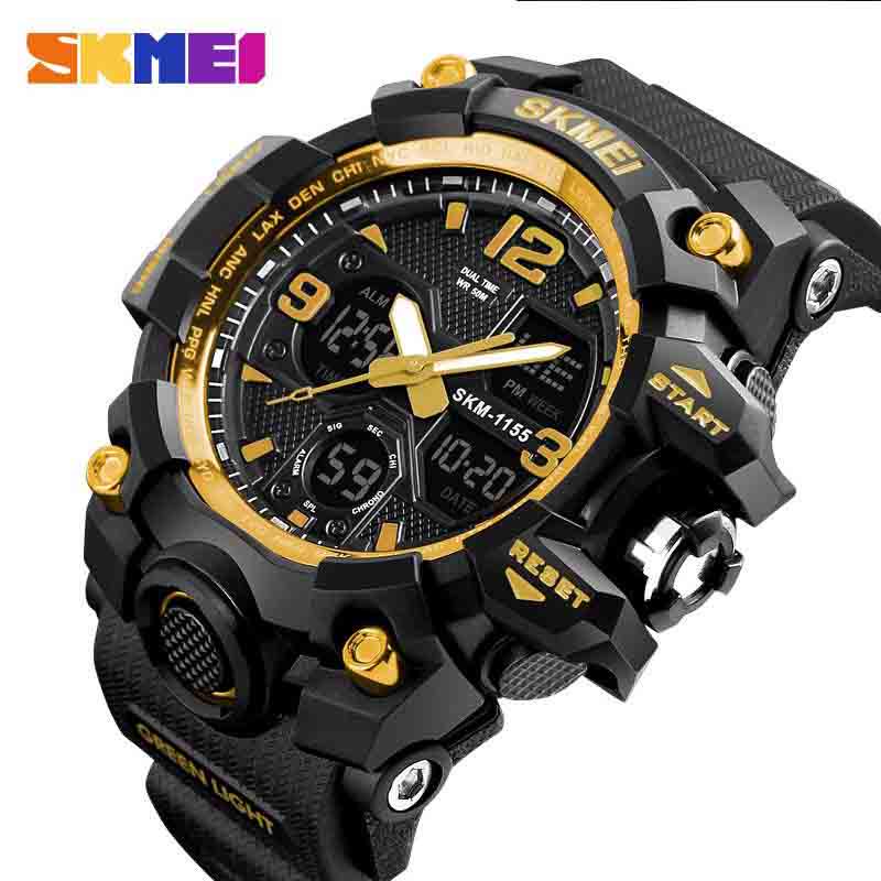 

SKMEI Luxury G Style Sports Watches Men Digital Quartz Watch Waterproof Military Watch Men золотой
