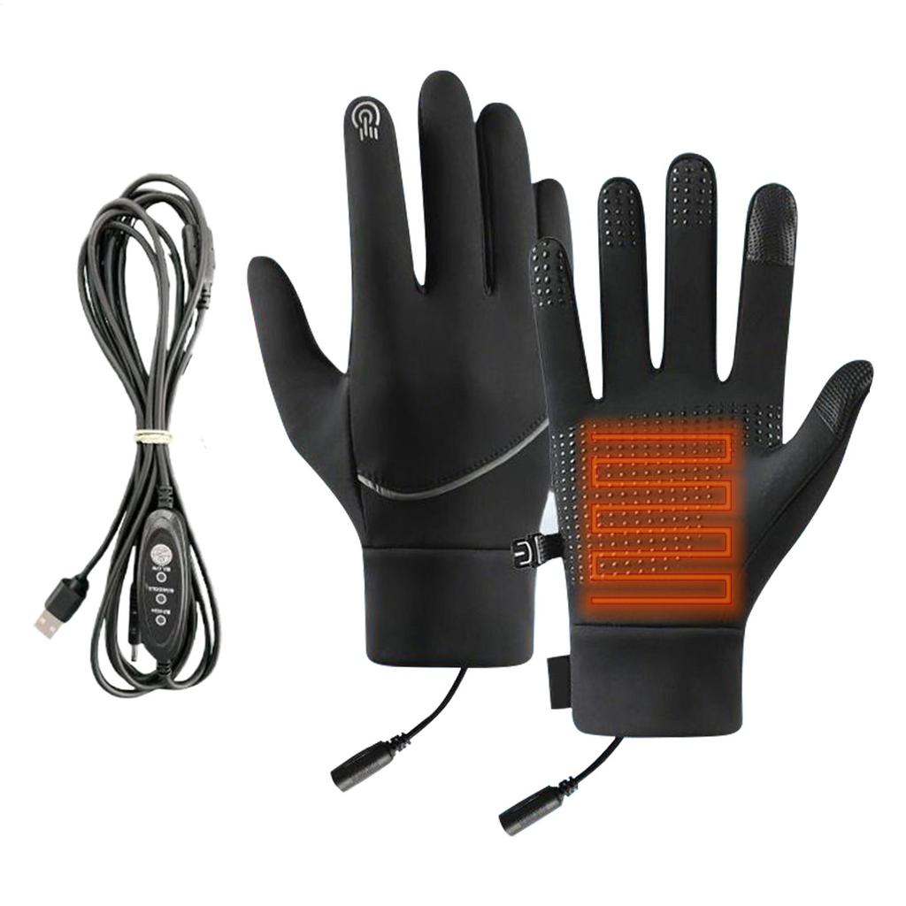 Heated Gloves For Women Men Windproof USB Skiing Heating Gloves Mitts With 3 Adjustable Temperature For Cycling Outdoor Sports