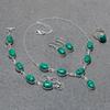 Malachite Oval Shape Gemstone Jewelry Set Unique Necklace Bracelet Ring Earrings