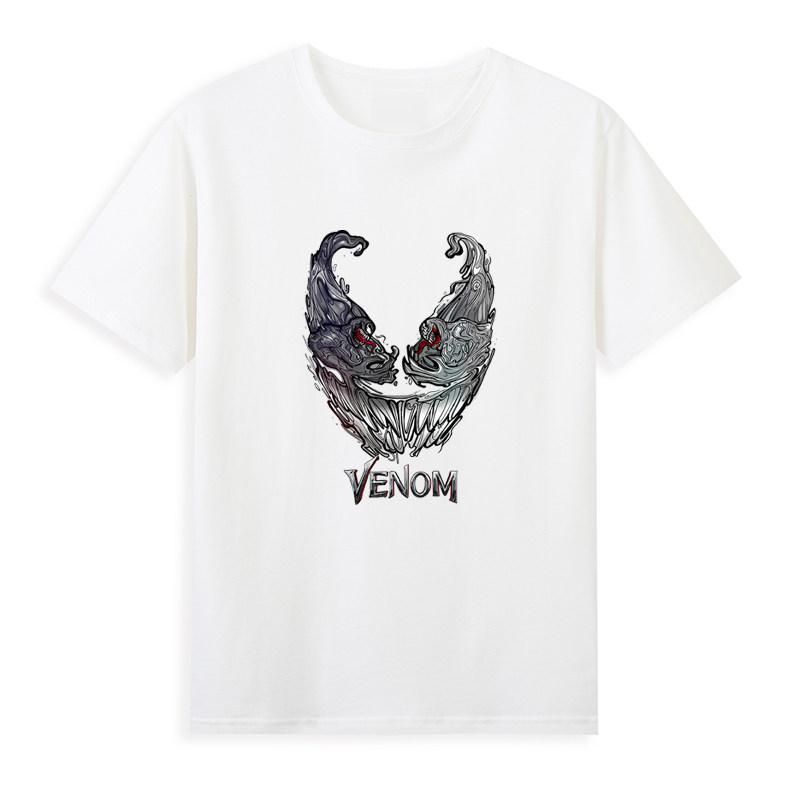 2026 Venom Marvel Peripherals Printed Childrens TShirt Roundneck Pure Cotton Family Clothing for Parents and Children