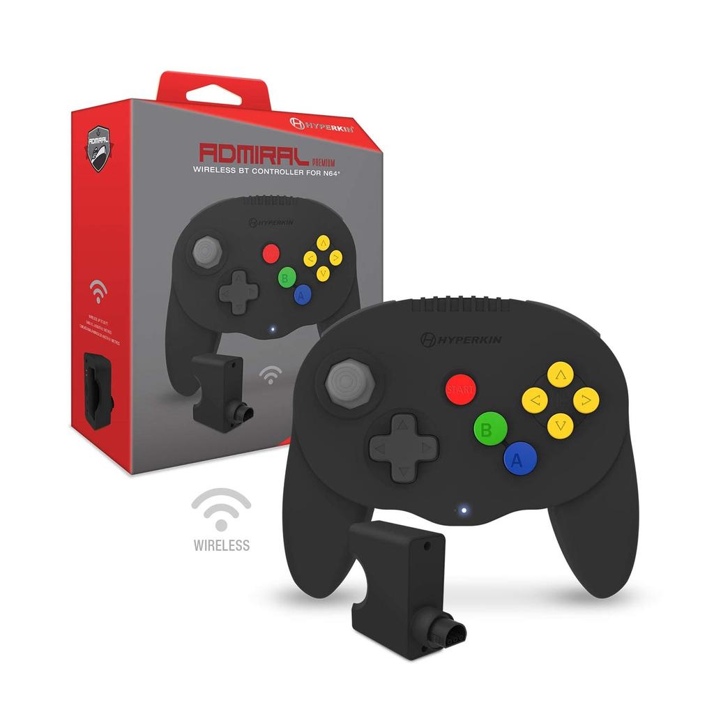 Hyperkin Admiral Premium Wireless Bluetooth Black N64 Compatible Controller Includes Receiver with Memory Card Slot Compatible with Nintendo Switch