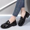 Internet-Berühmtheit Retro Britischer Stil Kleine Lederschuhe Runde Spitze Vielseitig Japanische Weiche Sohle Lackleder Dicke Ferse Loafer Einzel
