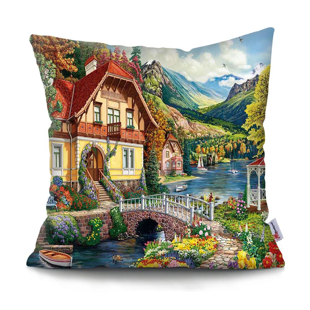 Neverland Ranch Rustic Landscape Pillowcase Polyester Print Sofa Chair Bed Cushion Cover Room Home Decor Embrace Pillowcase