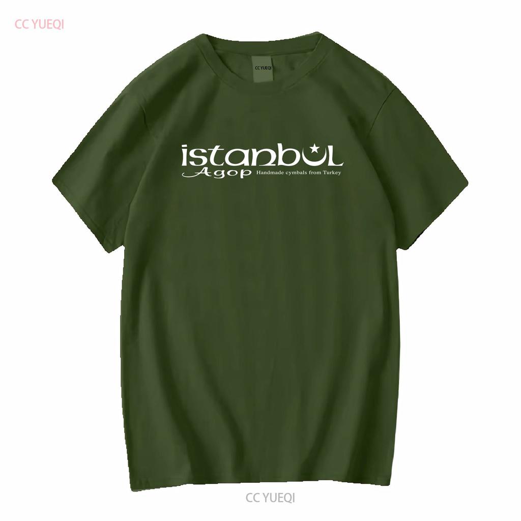 Istanbul Agop Drums Cymbals Logo T-shirt Nera da Uomo Taglia S 5XL vintage Lavata Versatile Unisex Casual uomo Elastica