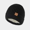 Unisex Two-Tone Winter Hats Add Fur Lined Men And Women  Warm Beanie Cap Casual Winter Knitted Hats