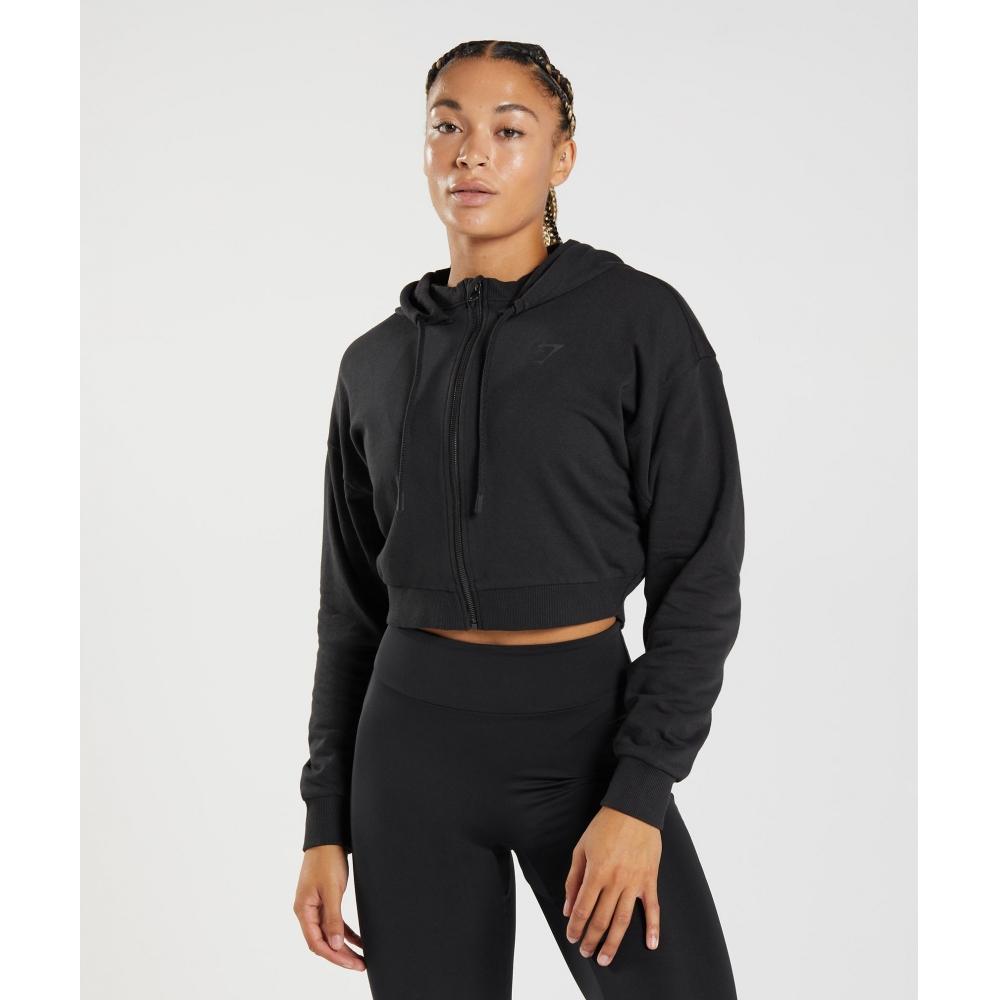 

GYMSHARK GS Power Укороченная толстовка на молнии, черная B3A9X BBBB XS