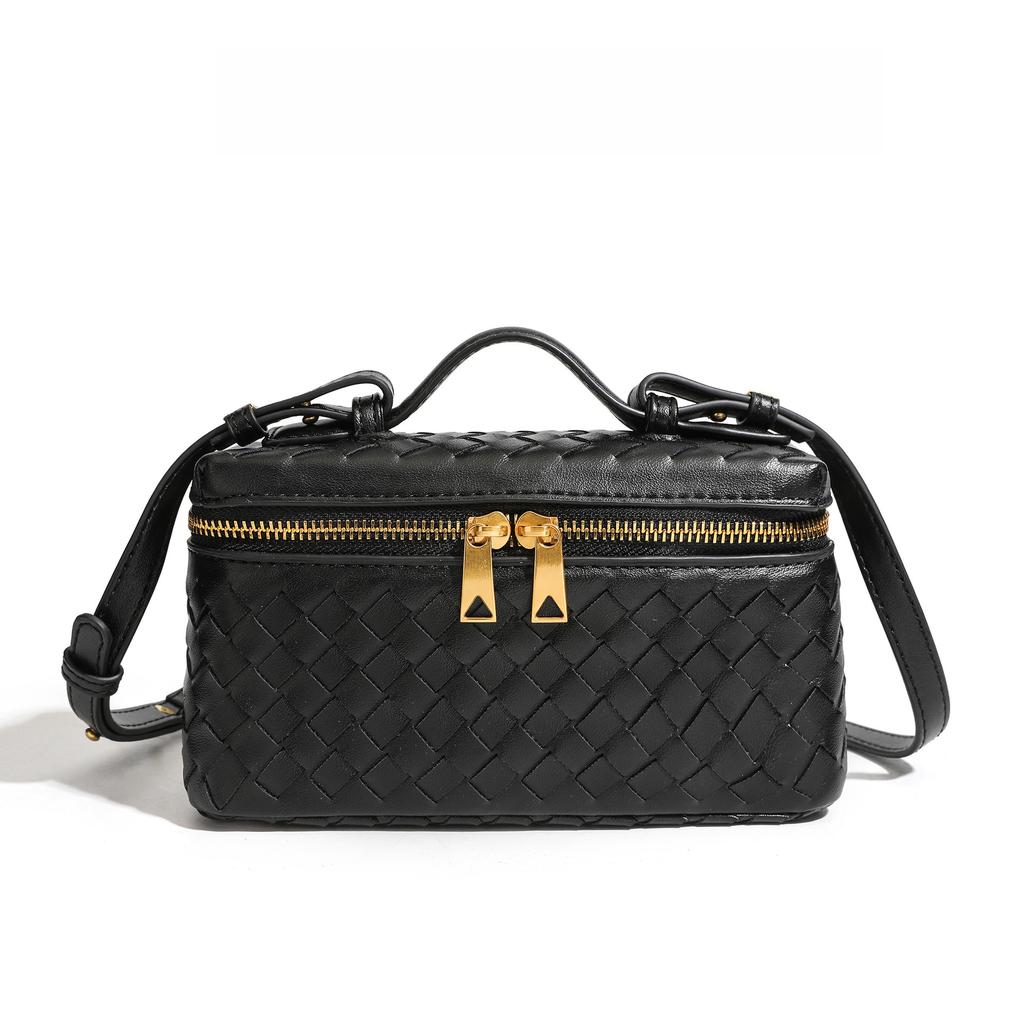 Handmade Woven Box Bag Fashion Handheld Makeup Clutch Shoulder Crossbody Purse for Women KTB