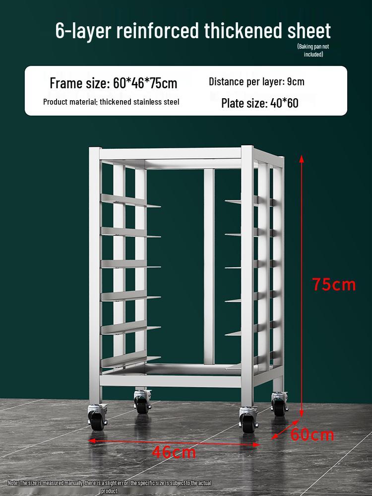 Stainless Steel Baking Tray Trolley: Multi-Tier Rack for Bread, Cake, and Oven Sheets.