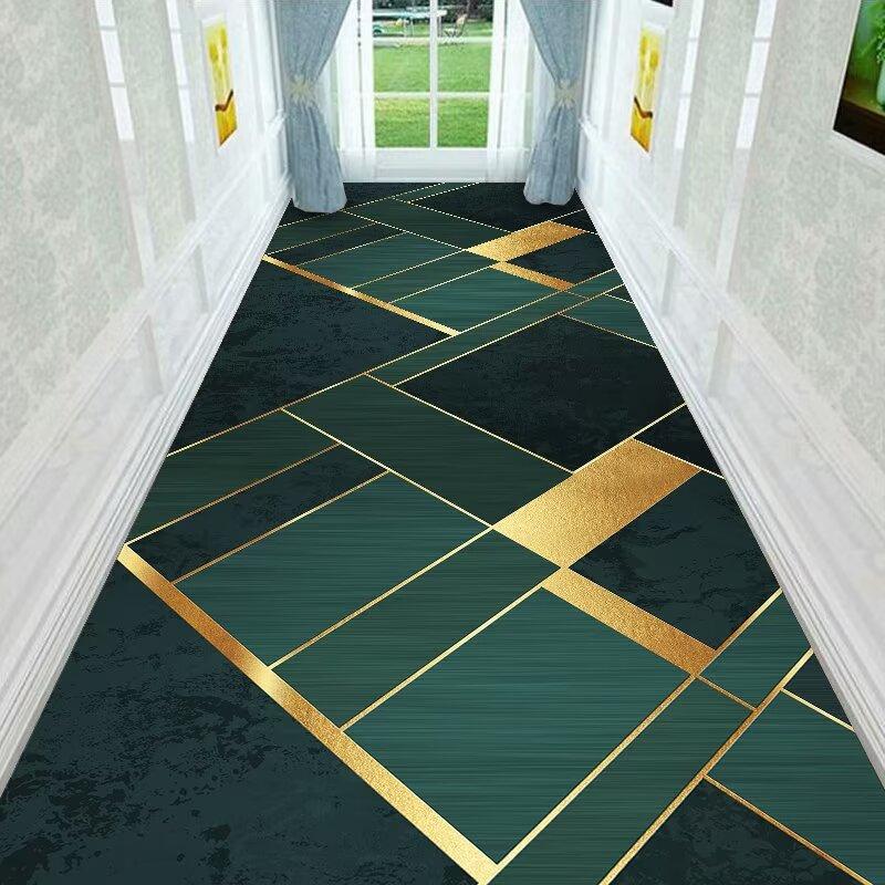 

Геометрические Зеленые Длинные Ковры Прихожая Противоскользящий Коврик для Лестницы Моющиеся Роскошные Современные Ковры для Гостиной Коридора Настраиваемые 160*200cm