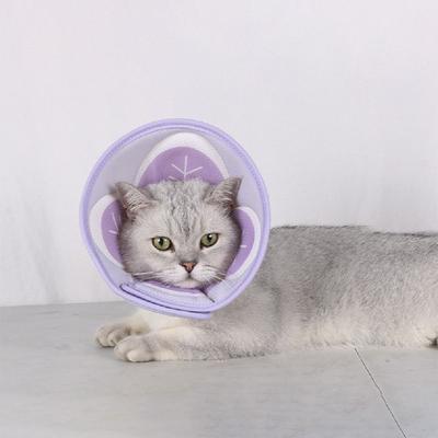 Cartoon Pet Elizabeth Circle Flower Printing Soft Mesh Cat Dog Grooming Cover Anti-Scratch Adjustable Pet Protective Cover