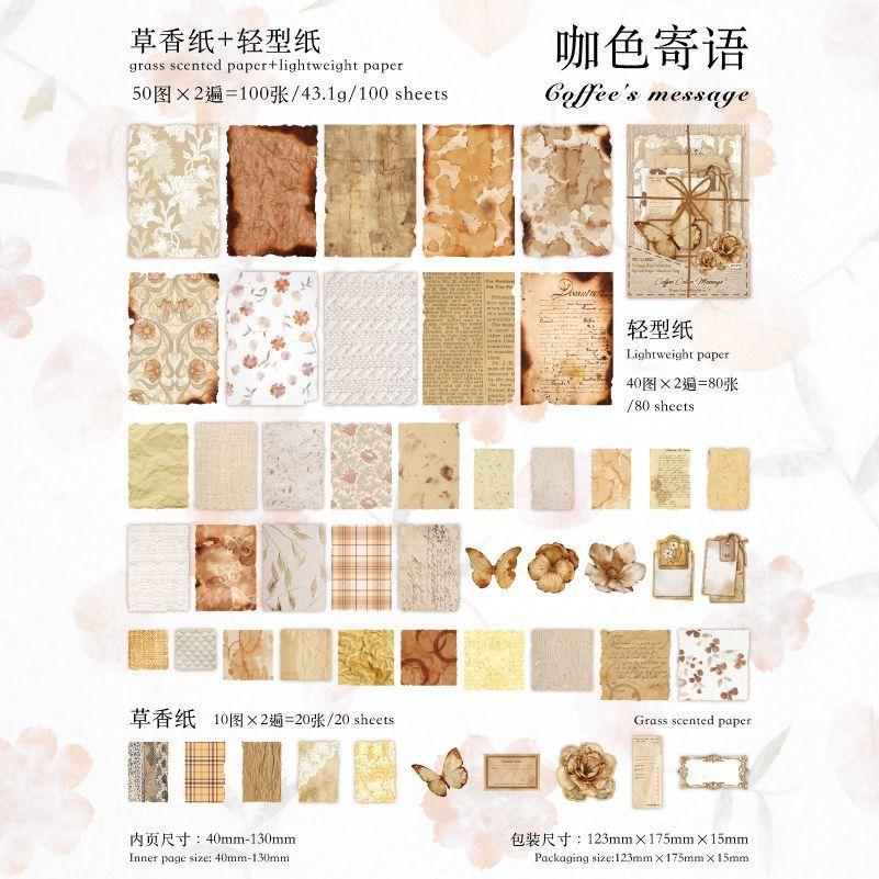 100 Sheets of Paper Post Office Large Collection Material Package Ins Style Retro Butterfly Basic Versatile Decorative Material Base