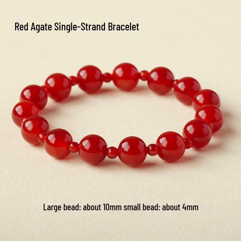 Exquisite Natural Red & Green Agate Bracelet for Women - Versatile and High-End Design