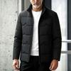 2026 Winter Stand Collar Cotton Padded Jacket Elderly Men Business Casual Solid Color Thick Warm Coat