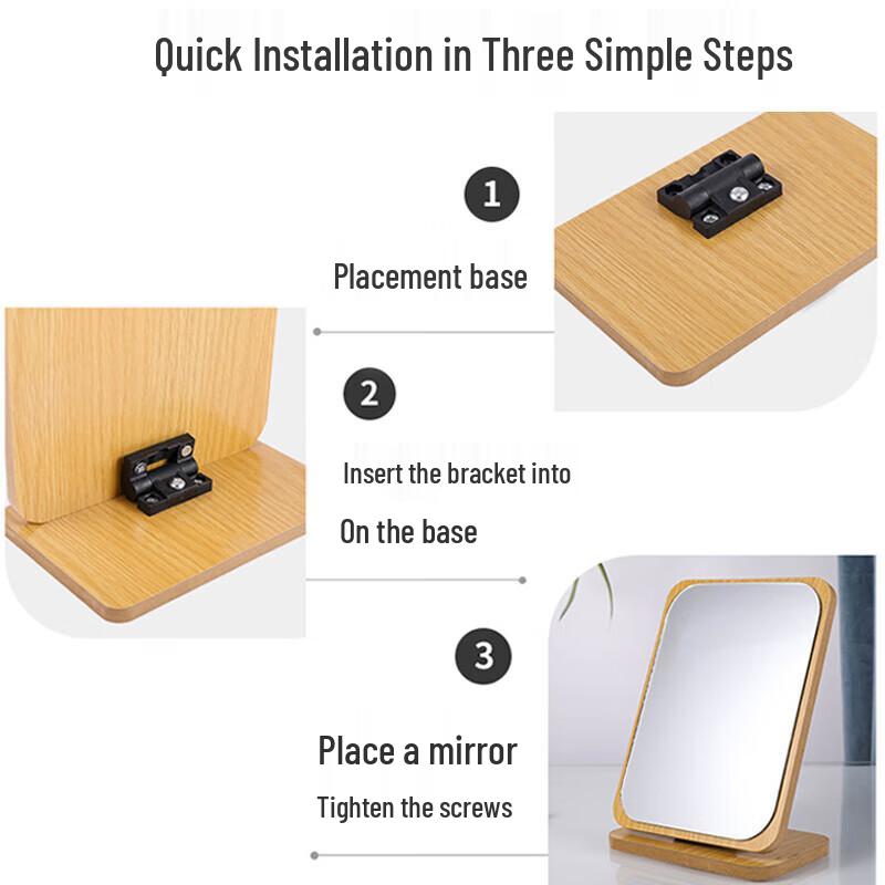 SPACEXPERT Wooden Foldable Desktop Makeup Mirror