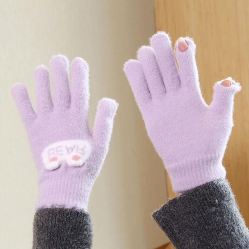 

Перчатки Зимние теплые перчатки Осенние вязаные перчатки Перчатки с защитой от протекания пальцев и сенсорных экранов Холодостойкие перчатки Зимние велосипедные перчатки фиолетовый