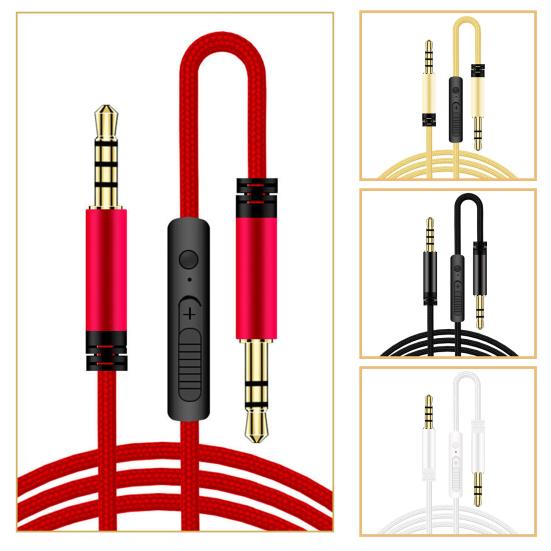 Audio Cable Stable Transmission Anti-interference Built-in MIC 3.5mm Male to Male Audio Wire for Headphone