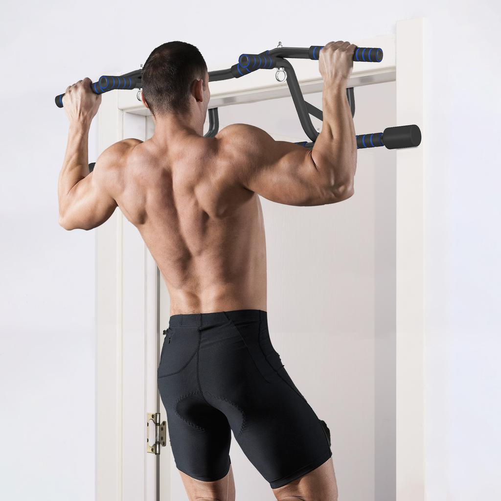 Multi-Grip Doorway Pull Up Bar with Non-Slip Grips, Chin Up Bar with Anti-Fall Slot for Indoor Gym Upper Body Workout