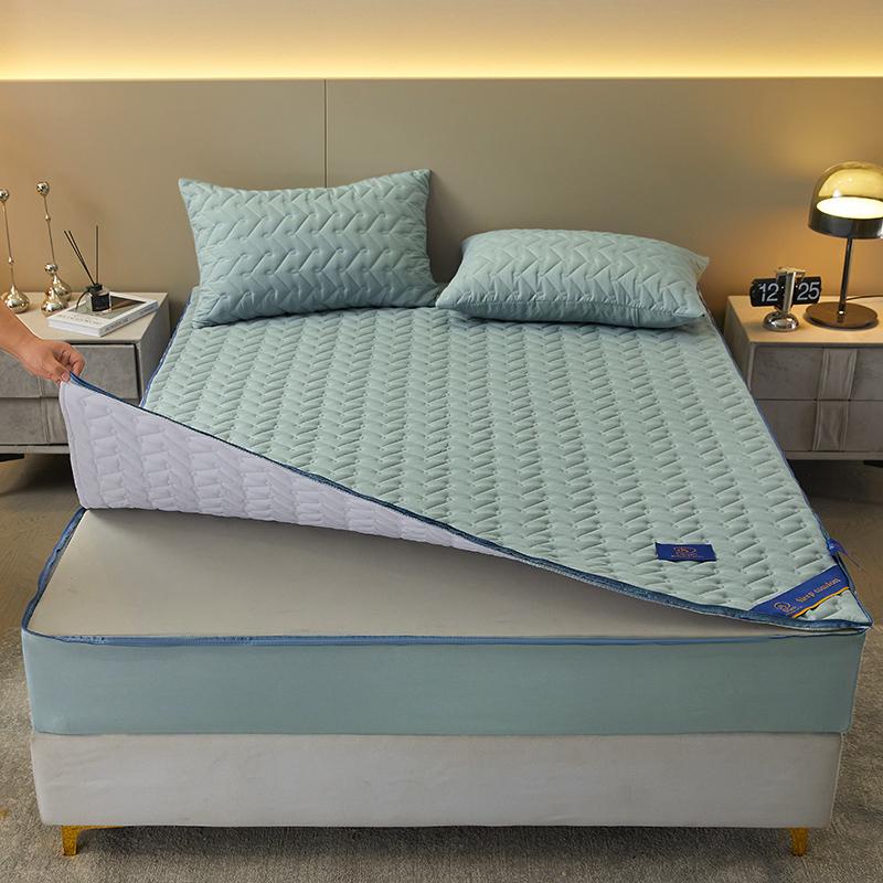 Blue Waterproof Mattress Cover Zipper Bed Covers Thicken Fitted Sheet All Inclusive Bedsheet Yatak örtüsü(Pillowcase Need Order)