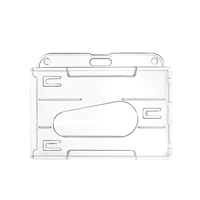 

Transparent Double Cards Slots ID Tag Badge Holder with Badge Reel Cards Storage Organizer Employee Pass Work Card Case Sleeve