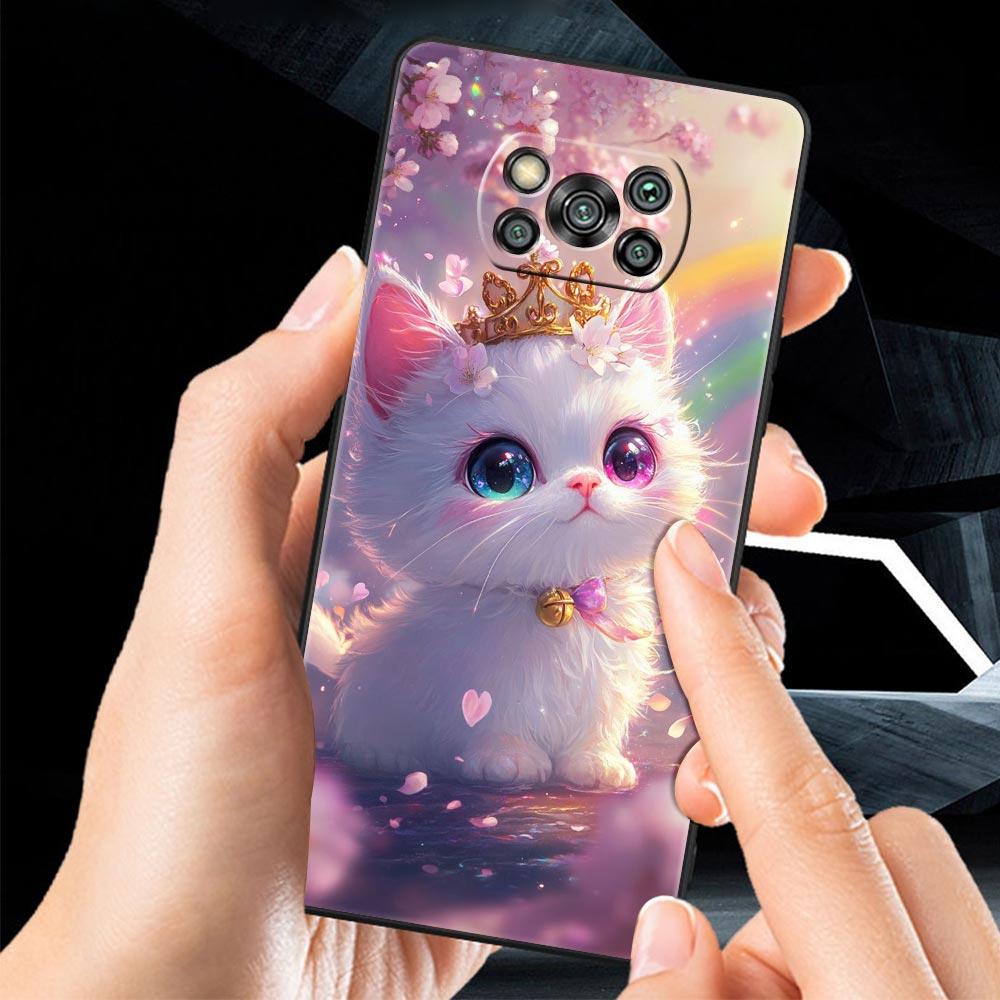 Colorful Cat Design Phone Case Cover for Xiaomi Poco F7 Ultra F6 F5 F4 F3 X6 X5 X4 X3 NFC C51 C55 M4 GT 5G Soft TPU Shell Capas