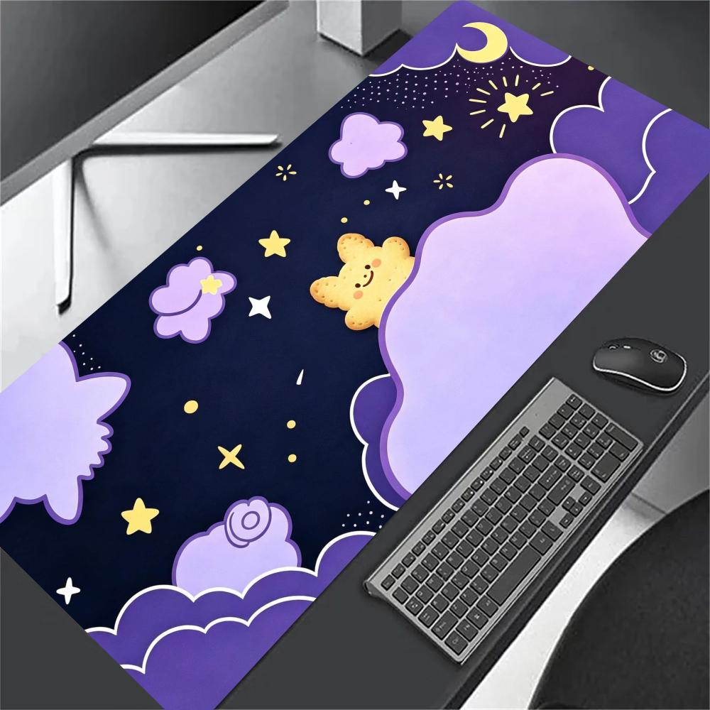 Cartoon Bear Purple Cloud Mouse Pad Large Anti Slip Rubber Desk Mat for Gaming Office Laptop Keyboard Pad Pc Accessories Gamer