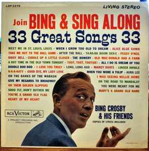 

LP Record BING CROSBY - Join Bing & Sing Along LSP2276 RCA Victor 1960 US Pop Used