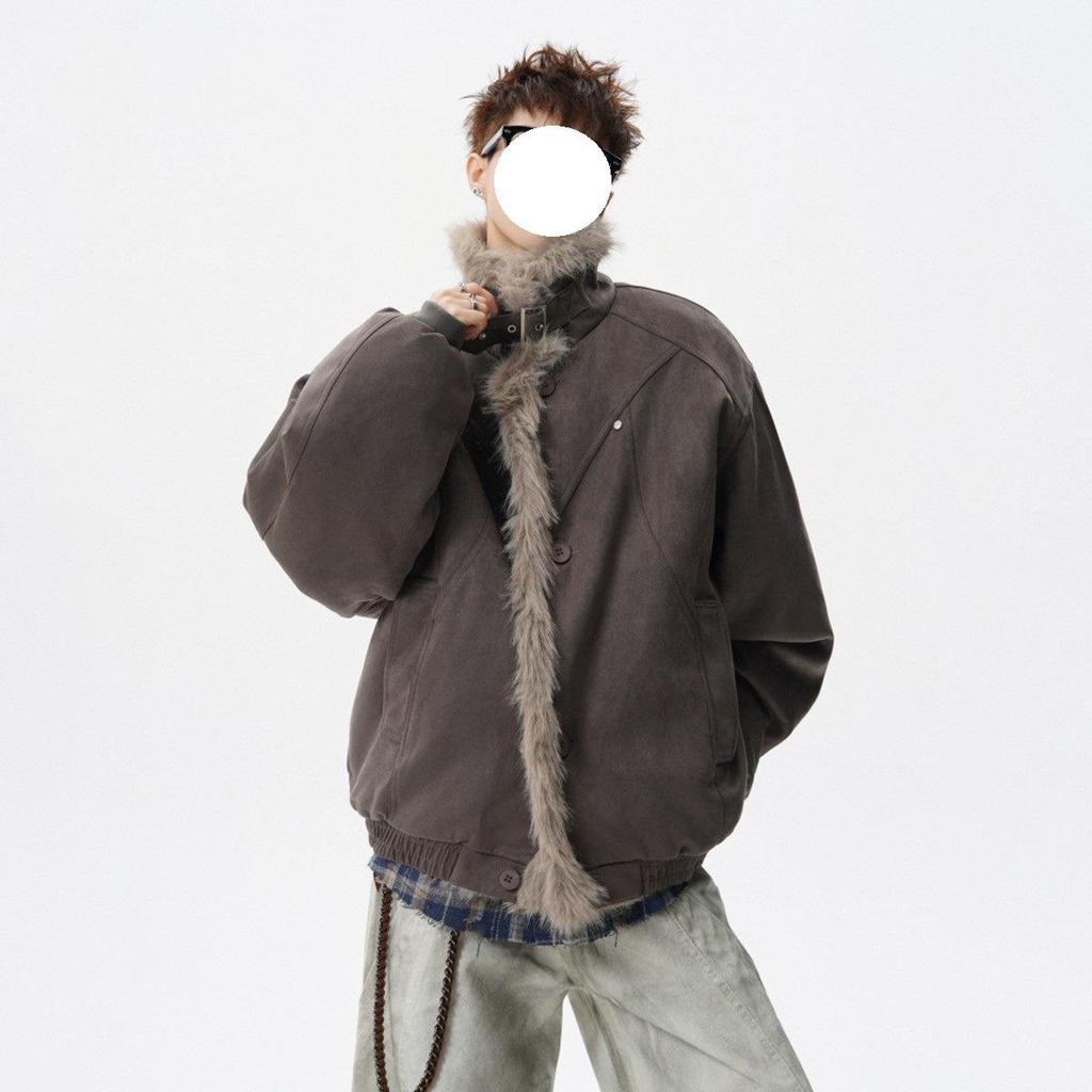 Herren Winter Schnee-Adler Pelzkragen Jacke - Dekonstruiertes Design, Hochwertiger Stehkragen, Warme Baumwolle