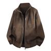 Retro leather jacket men's autumn new loose stand-up collar PU casual coat