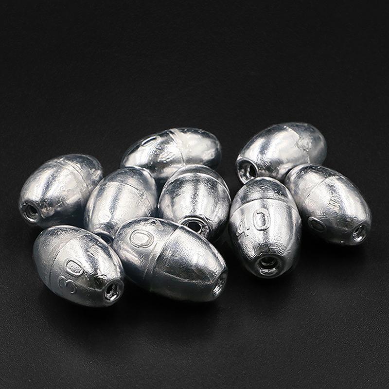 20Pcs Alloy Hollow Olive Fishing Sinkers3/ 4/6/8/10/12/15g Wax Coating Steel Fishing Weights Fishing Weight Accessories