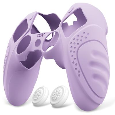 PlayVital Silicone Cover Case for PS5 Edge Soft Rubber Protector Skin for PS5 Edge Wireless Includes Thumb Grip Edition Mauve Non-slip Controller,