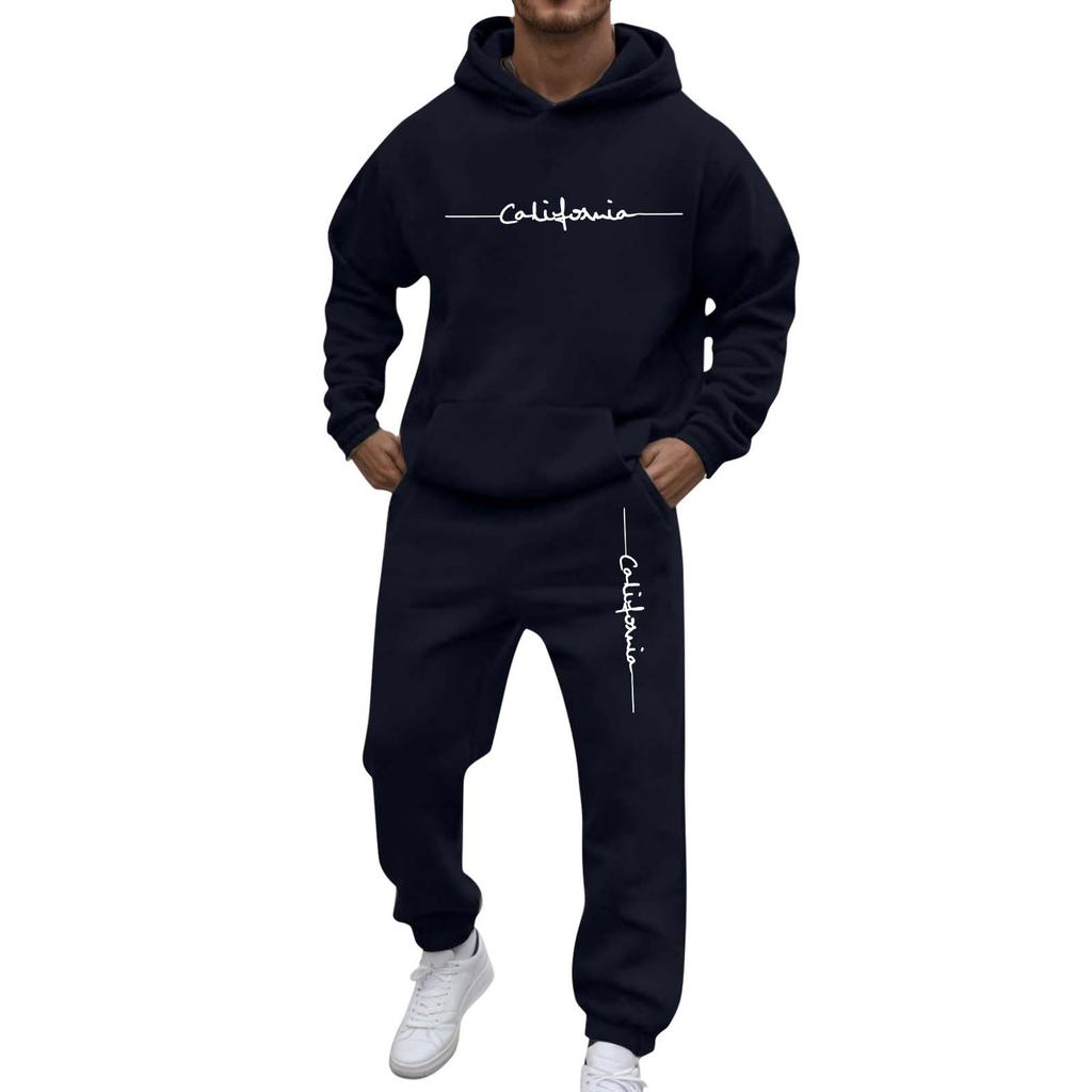 Herren Casual und personalisiert bedrucktes Langarm-Kapuzensweatshirt, Herren Sport-Sweatshirt und Sweatpants zweiteiliges Set