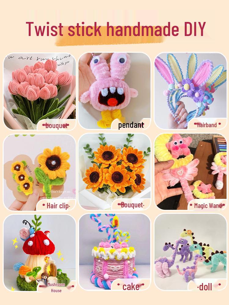 Pipe Cleaner Bouquet Kit: DIY Children's Weaving Material for Handmade Chenille Christmas Tree