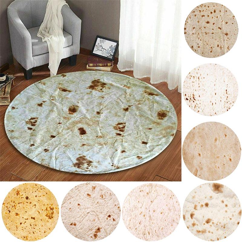 Burrito Round Taco Tortilla Shaped Blanket Soft Floor Wrap Throw Blanket