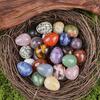 Mikro-Landschaftsdekorationen mit Eiform Polierter Naturstein Bunte Dekorative Tischdekoration für Ostern