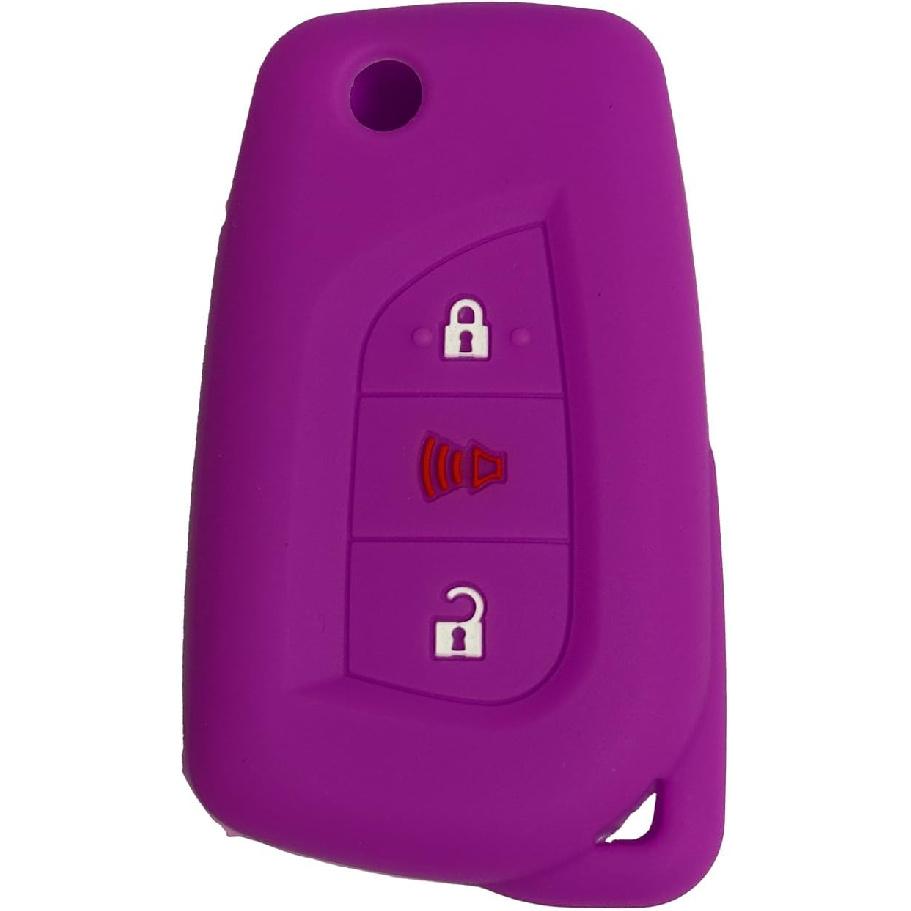 Key Fob Cover Hybrid Corolla: 3 Buttons Silicone Remote Case Protector Fit for Toyota RAV4 CHR IM Hybrid Hilux Avensis Scion iQ tC iM xB Corolla 2013