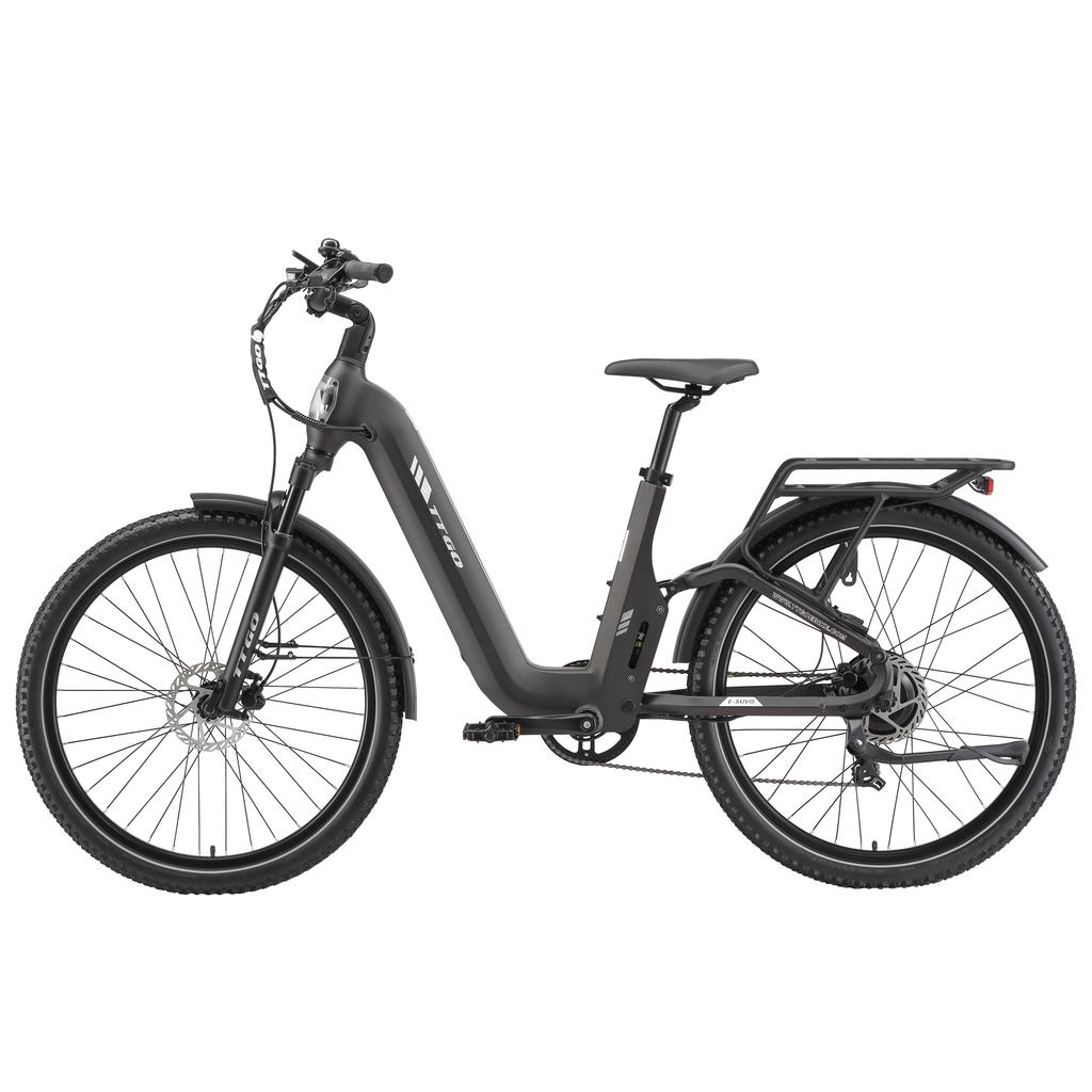 TTGO E-SUVO Miejski Elektryczny Rower Komutacyjny Silnik 250W Bateria 48V15Ah Opony 27,5 Calowe Prędkość 25KM/H Zasięg 120KM E-Rower Terenowy
