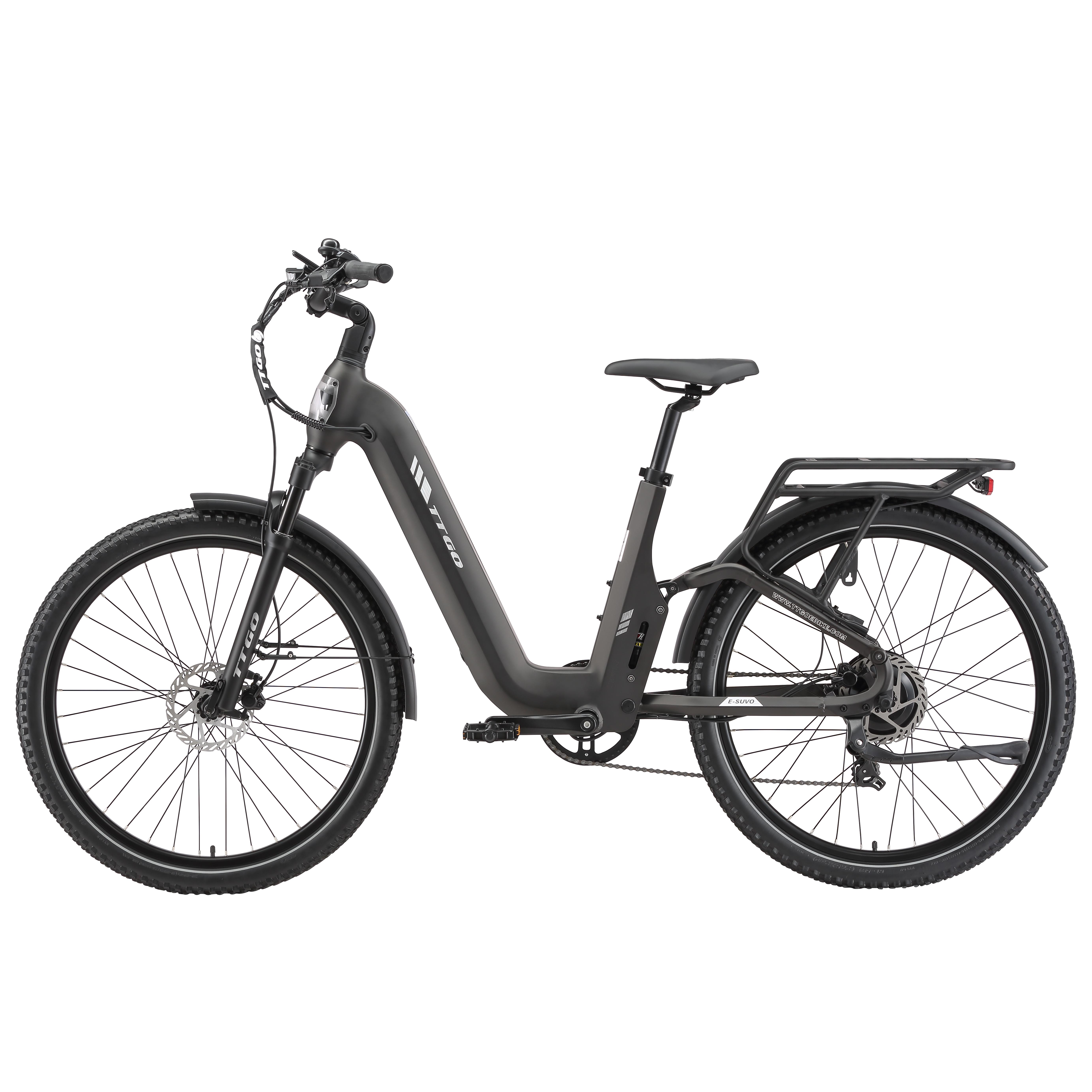 TTGO E-SUVO Elektrische Fiets 48V 15Ah Lithium-Ion Batterij 120 km Actieradius 125 kg Maximale Laadcapaciteit zwart