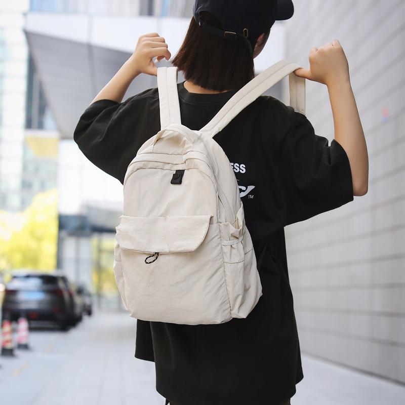Schoolbag Japanese ins solid color backpack men's and women's large-capacity schoolbag simple and lightweight waterproof versatile casual backpack