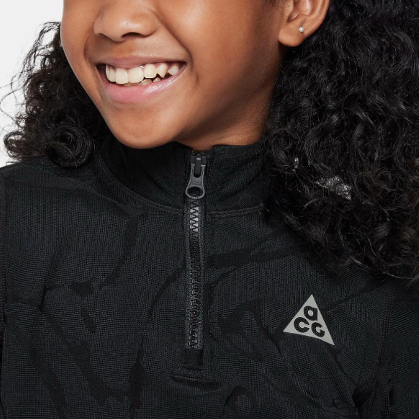 Nike ACG Therma-FIT All Over Print Long Sleeve T-Shirt Kids Tops Black FD2871-010