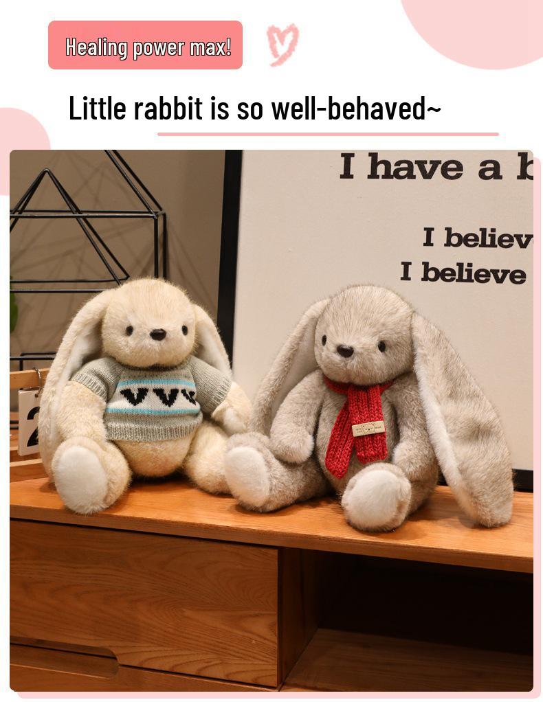 Easter Bunny Plush Toy: Long-Eared Chubby Rabbit Doll for Kids